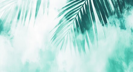 A tropical forest with palm trees. A decorative watercolor painting.