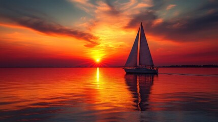 Poster - Sailboat at Sunset