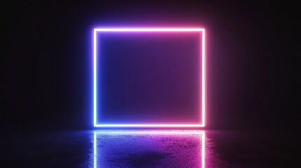 Wall Mural - Neon lights in a rectangle shape on an abstract background