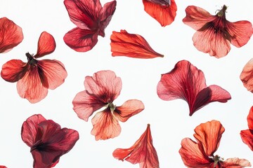 Aufkleber - Falling flowers with red petals in the air, spring season.