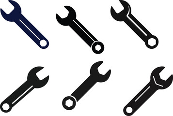 Wall Mural - Set of  Wrench silhouette vector illustration design