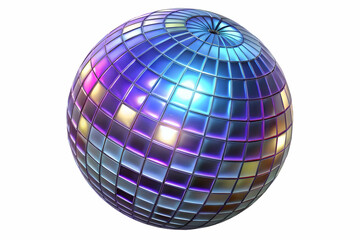 3D Holographic Disco Ball Concept - Close-Up of Mesmerizing Holographic Effects Emitting Glowing Light Beams, Isolated on White Background with Copy Space