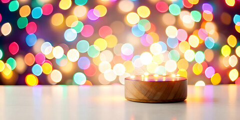 Wall Mural - 3D Bokeh Celebration Lights: A Vibrant Background of Soft Glowing Colors for Dreamy New Year 2025 Greetings