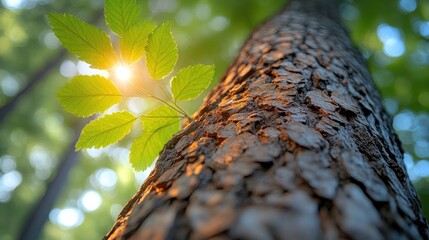 Wall Mural - Sunbeams Through Tree Bark