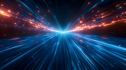 Abstract star burst background with blue laser beams and glowing lights