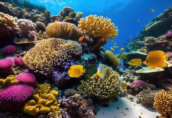 vibrant coral reef ecosystem featuring colorful marine species lively underwater life stunning natural habitat, diversity, colors, fish, ocean, sea, aquatic, flora, fauna