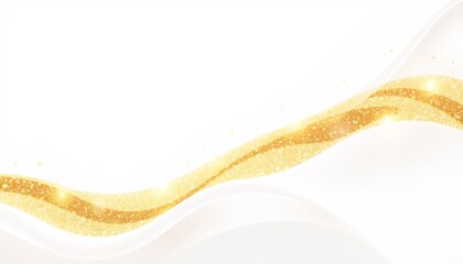 Abstract background with a glittering golden wave on white.