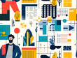 © HaJung - Seamless Flat Geometric Calendar Background for 2025: Modern Stylish Vector Design with Contemporary Shapes and Patterns