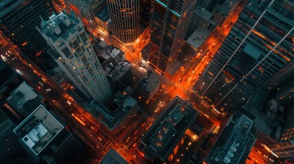 Canvas Print - Aerial View of Cityscape at Night