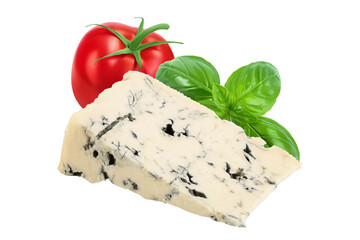 Wall Mural - Blue cheese gorgonzola isolated on white background with full depth of field.