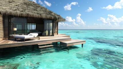 Wall Mural - Overwater Bungalow in Tropical Paradise