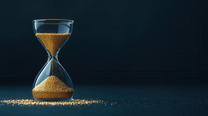 Hourglass with liquid gold flowing instead of sand, representing the liquidity of time in savings, liquid assets, investment flow