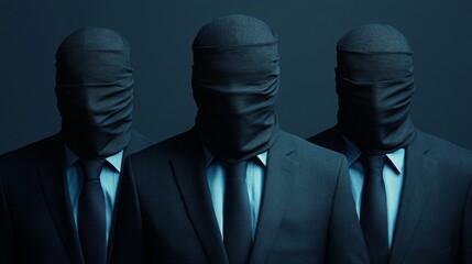 Sticker - Three men are wearing suits and ties, but their faces are covered by scarves