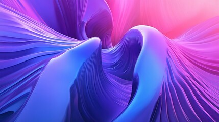 Wall Mural - Colorful abstract waves of blue and purple swirl together in a dynamic pattern with a soft pink glow in the background