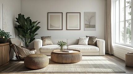 Wall Mural - Elegant and beautiful living room design with interesting luxurious finishes picture