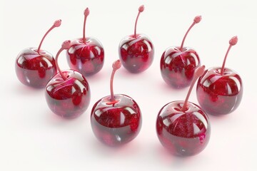 cherry collection, 3d render, isolated on white background