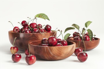 cherry collection, 3d render, isolated on white background 