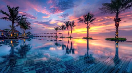 Poster - Tropical Sunset Poolside