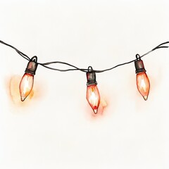 Wall Mural - simple watercolor illustration of christmas lights. ai generated image