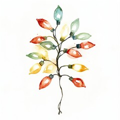 Wall Mural - simple watercolor illustration of christmas lights. ai generated image