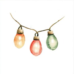 Wall Mural - simple watercolor illustration of christmas lights. ai generated image