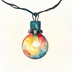 Wall Mural - simple watercolor illustration of christmas lights. ai generated image