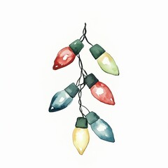 Wall Mural - simple watercolor illustration of christmas lights. ai generated image
