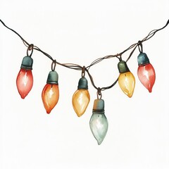 Wall Mural - simple watercolor illustration of christmas lights. ai generated image