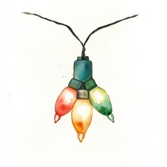 Wall Mural - simple watercolor illustration of christmas lights. ai generated image