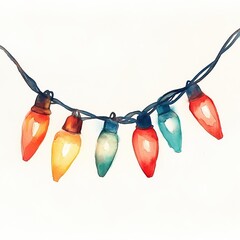 Wall Mural - simple watercolor illustration of christmas lights. ai generated image