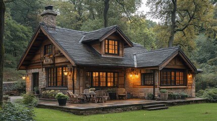 Canvas Print - Cozy Cabin in the Woods