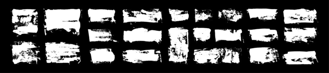 white paint brush strokes element set isolated on black background. grunge layout template collectio