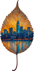 Wall Mural - isolated leaf with landscape