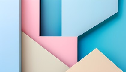 Wall Mural - Pastel Pink, Blue, and Beige Geometric Shapes for Minimalist and Modern Design Projects