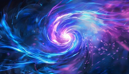 Mystical swirling blue and purple energy in an abstract background