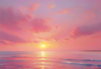 Wall Mural - pink sunset, beautiful sunset on the sea, beauty of nature and landscapes