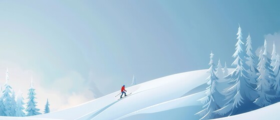 A man in a red jacket is skiing down a snowy hill