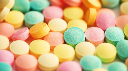 Colorful mdma pills forming a drug abuse concept