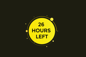 26 hours left, icon, stile, timer, countdown, clock, time,  background, template, 26 hours left, countdown, sticker, left banner, business, sale, label button