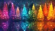 © Javid - Colorful illuminated forest with glowing Christmas trees. AI generated image