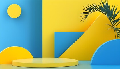 Vivid Yellow and Blue Abstract Background for Modern Minimalist Design in Digital Content