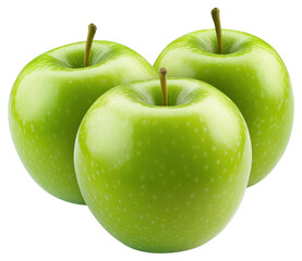 PNG 3 green apples fruit delicious nutrition.