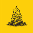 © Creative_cave - Camp fire or bonfire burning on firewood design