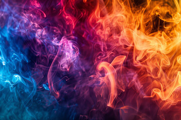 Sticker - The image is of colorful smoke, with blue, red, and yellow flames