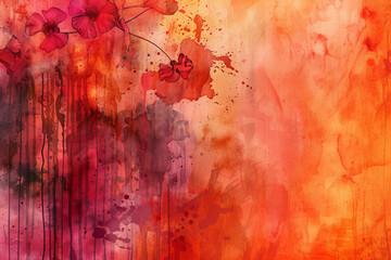 Wall Mural - A painting of a flower with red and orange colors