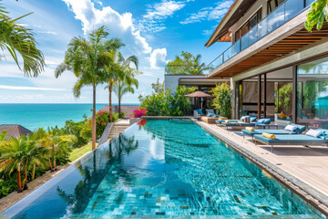 Wall Mural - A large pool with a beautiful view of the ocean