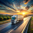 truck on the road truck speeding away on highway