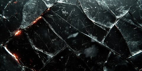 Detailed close-up of a spider's web broken glass with a central hole