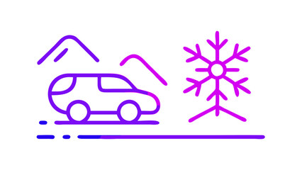 Wall Mural - winter car trip icon