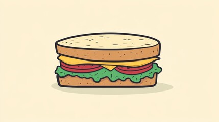 Wall Mural - A cartoon illustration of a classic sandwich.